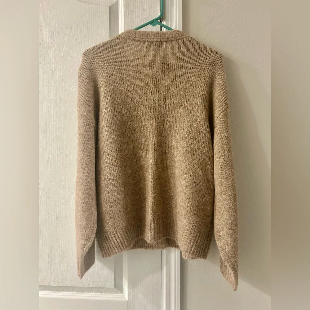 S. Christina Beige Cardigan with Black Spiral Accents
